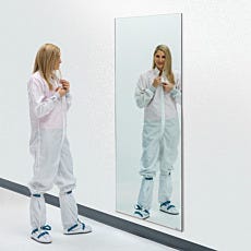frameless biosafe cleanroom mirror in use with model