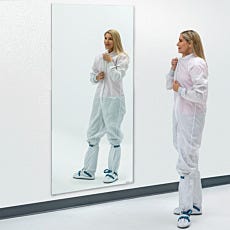 frameless biosafe cleanroom mirror in use with model