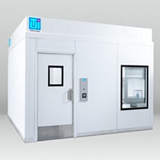 BioSafe modular cleanroom exterior with closed door