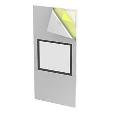 wall panel with stainless steel face bonded to eps rigid foam, featuring a window