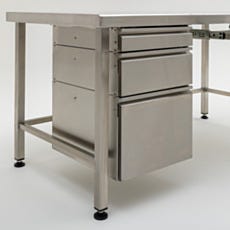 close up of drawers attached to workstation
