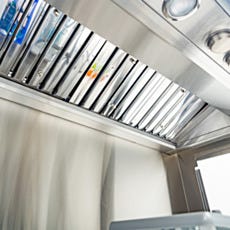 BioSafe universal canopy fume hood stainless steel interior ventilation detail