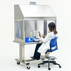 BioSafe universal canopy fume hood with stainless steel construction and mobile stand