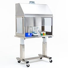 BioSafe universal canopy fume hood with stainless steel construction and hinged access shield
