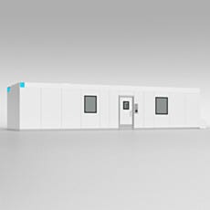 USP 797 positive pressure cleanroom with BioSafe walls, anteroom door, and HEPA filter units