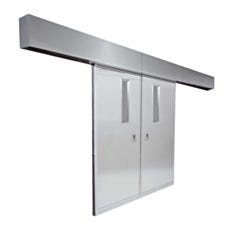 Single sliding cleanroom door with stainless steel panel and hardware