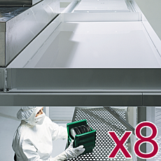 Sealed vinyl gypsum ceiling panel for cleanroom ceiling grid
