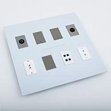 2'x2' ceilling-mounted utility panel with 8 customizable ports