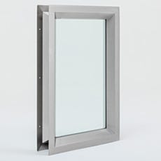Stainless steel center-mount cleanroom window flush-mounted