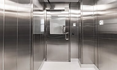 Cleanroom stainless steel door with viewing window