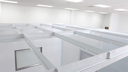 Cleanroom Ceiling Grid Powder-Coated Steel Above