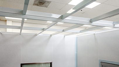 Cleanroom Ceiling Grid Powder-Coated Steel Below