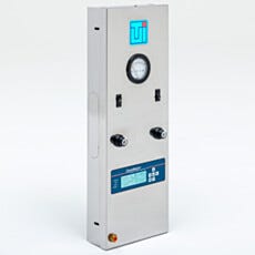 Stainless steel cleanroom control panel with built-in CleanWatch+® and differential pressure gauge