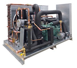 Industrial refrigeration system with compressor and copper piping for cold room