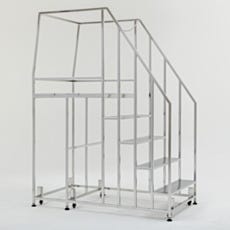 custom elecetropolished 316 stainless steel square tube mobile work platform with handrailing