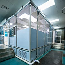exterior view of corner of custom hardwall modular cleanroom