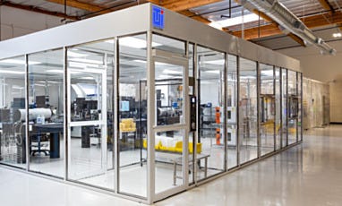 front left view of custom hardwall modular cleanroom