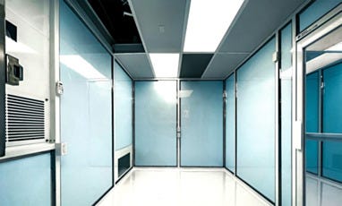 full view of left room of hardwall modular cleanroom