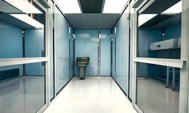full view of middle room of hardwall modular cleanroom