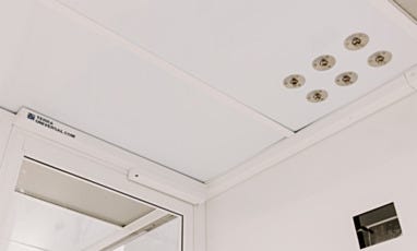ceiling view of custom hardwall modular cleanroom