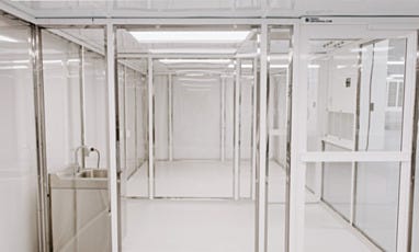 straight on interior view of custom hardwall modular cleanroom