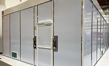 full front view of hardwall modular cleanroom