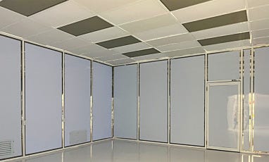 full view of interior of hardwall modular cleanroom