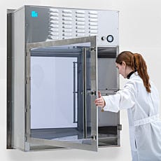 pass through recirculating hepa filter with model opening the door