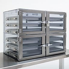 Full view of 4-chamber SDPVC desiccator with sliding trays