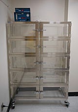 Large acrylic desiccator cabinet for storing aerospace hardware