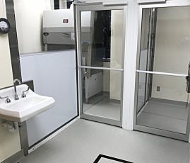 Cleanroom partition and door to convert room into chemo drug cleanroom
