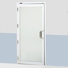 Front-view of pre-hung manual swing door