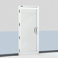 Side view of pre-hung manual swing door