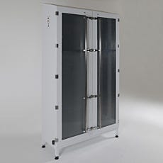 Double door bulk storage desiccator cabinet in powder coated steel with sloped top