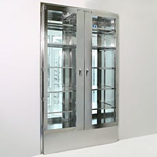 Stainless steel double door pass-through cabinet for batch prepped IV bags
