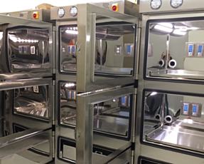 image displaying inside of stainless steel nuclear hot cells with mirror finish interior