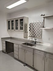 Photo of stainless steel laboratory casework