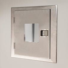 Fire-Rated Pass-Through Chamber; stainless steel, with window and concealed door interlock