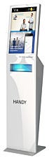 Alt: HandyTABSTAND UV-C with Integrated Tablet Display and UV Hand Sanitizer