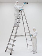 BioSafe 7 Step Stainless Steel 250lb Capacity Cleanroom Folding Ladder