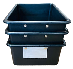 Nesting tote boxes by endural stacked on top of each other