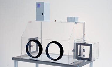 Two-Port Acrylic Particle Filtration Glove Box with Single-Pass Air Design