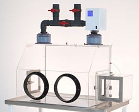 Two-Port Polycarbonate Glove Box with Adjustable Filtration Module and Air Lock