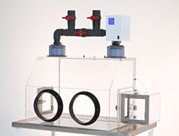 Polycarbonate Filtered Glove Box with Adjustable Airflow Control 2 Ports