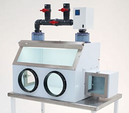 Two-Port Polypropylene Glove Box with Adjustable Particle Filtration
