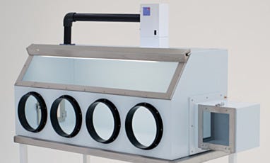 Four-Port Polypropylene Glove Box with Recirculating ULPA Filtration