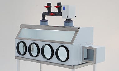 Four-Port Polypropylene Glove Box with Adjustable Filtration Module and Air Lock