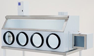 Four-Port Polypropylene Particle Filtration Glove Box with Single-Pass Air Design