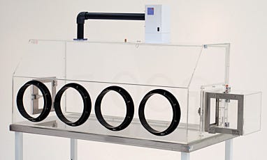 Four-Port Acrylic Particle Filtration Glove Box with Air Recirculation