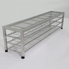 304 stainless steel rod-top gowning bench with integrated bootie rack